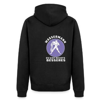 WASSERMANN ES GIBT NICHTS BESSERES - Unisex Premium Bio Zip Hoodie - Schwarz - Hinten - Nico (187cm)