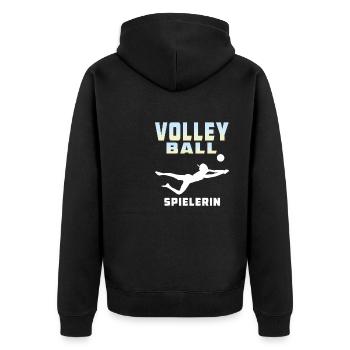 VOLLEYBALL SPIELERIN - Unisex Premium Bio Zip Hoodie - Schwarz - Hinten - Nico (187cm)