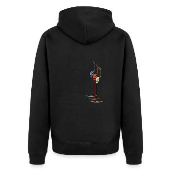 Anchor Lift T-Bar Lift Skiing Retro Winter Ski - Unisex Premium Organic Zip Hoodie - black - Back - Nico (187cm)