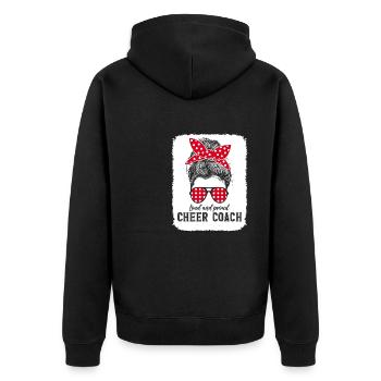 Witziger Cheer Coach Lifestyle Ironisch Sarkastisc - Unisex Premium Bio Zip Hoodie - Schwarz - Hinten - Nico (187cm)