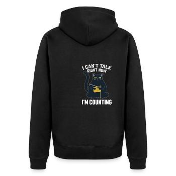 Stricken Garnsammlung Quilter Häkeln Lebensstil - Unisex Premium Bio Zip Hoodie - Schwarz - Hinten - Nico (187cm)