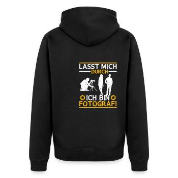 Fotograf Fotokamera Fotografieren Lasst mich durch - Unisex Premium Bio Zip Hoodie - Schwarz - Hinten - Nico (187cm)