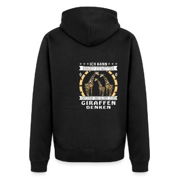 ICH KANN NICHT ARBEITEN MUSS IMMER AN GIRAFFEN - Unisex Premium Bio Zip Hoodie - Schwarz - Hinten - Nico (187cm)