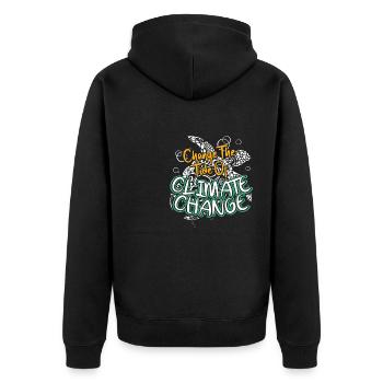 Change The Tide Of Climate Change - Unisex Premium Organic Zip Hoodie - black - Back - Nico (187cm)