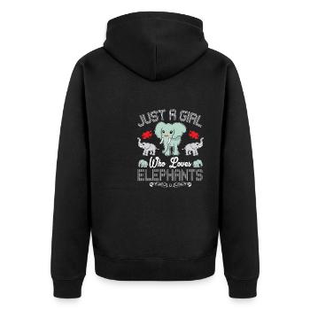 Nur Ein Mädchen, Das Elefantenfrauen Liebt - Unisex Premium Bio Zip Hoodie - Schwarz - Hinten - Nico (187cm)