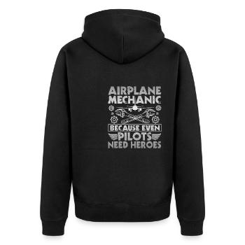 Flugzeugpilot Des Flugzeugmechanikers - Unisex Premium Bio Zip Hoodie - Schwarz - Hinten - Nico (187cm)