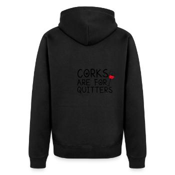 Korken Sind Für Quitter Lustige Wein Vino Trinken - Unisex Premium Bio Zip Hoodie - Schwarz - Hinten - Nico (187cm)