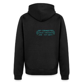 Lassen Sie Jesus Verbindet UN Mit Gott Verbunden - Unisex Premium Bio Zip Hoodie - Schwarz - Hinten - Nico (187cm)