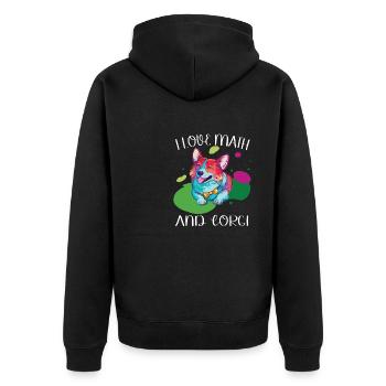 Ich Liebe Mathematik Und Corgi Fluffy Dog Breed - Unisex Premium Bio Zip Hoodie - Schwarz - Hinten - Nico (187cm)