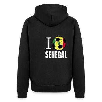 Senegal Football - Unisex Premium Organic Zip Hoodie - black - Back - Nico (187cm)