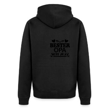 Bester Opa seit 2022 - Unisex Premium Bio Zip Hoodie - Schwarz - Hinten - Nico (187cm)