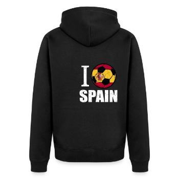 Spanien Fußball - Unisex Premium Bio Zip Hoodie - Schwarz - Hinten - Nico (187cm)