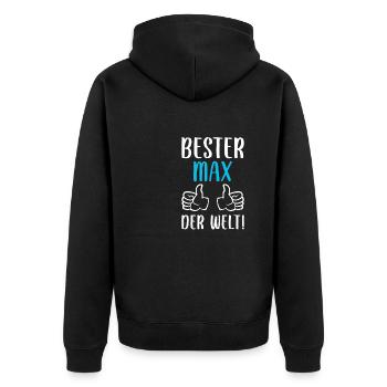 Max Vorname Name Geburtstag - Unisex Premium Bio Zip Hoodie - Schwarz - Hinten - Nico (187cm)