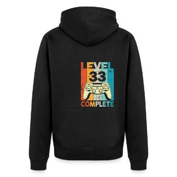 Level 33 Complete Gaming Geburtstag - Unisex Premium Bio Zip Hoodie - Schwarz - Hinten - Nico (187cm)