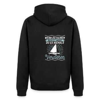 Lustiges Ostsee Segler Helgoland eigner Spruch - Unisex Premium Bio Zip Hoodie - Schwarz - Hinten - Nico (187cm)