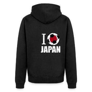 Japan Football - Unisex Premium Organic Zip Hoodie - black - Back - Nico (187cm)