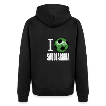 Saudi-arabien Fußball - Unisex Premium Bio Zip Hoodie - Schwarz - Hinten - Nico (187cm)