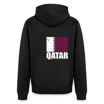 Katar Fahne - Unisex Premium Bio Zip Hoodie - Schwarz - Hinten - Nico (187cm)