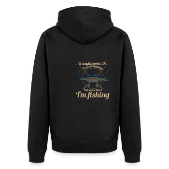 It may look like I'm - Unisex Premium Organic Zip Hoodie - black - Back - Nico (187cm)