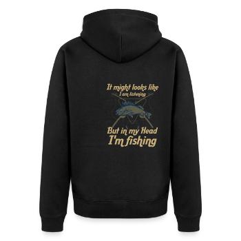 It may look like I'm - Unisex Premium Organic Zip Hoodie - black - Back - Nico (187cm)
