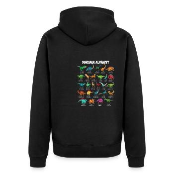 My Dinosaur Alphabet Kids Species Dino A-Z - Unisex Premium Organic Zip Hoodie - black - Back - Nico (187cm)