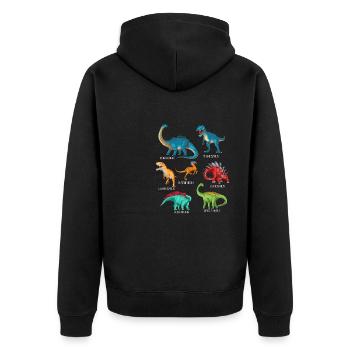 My Dinosaur Alphabet Kids Species Dino A-Z - Unisex Premium Organic Zip Hoodie - black - Back - Nico (187cm)