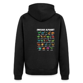 My Dinosaur Alphabet Kids Species Dino A-Z - Unisex Premium Organic Zip Hoodie - black - Back - Nico (187cm)