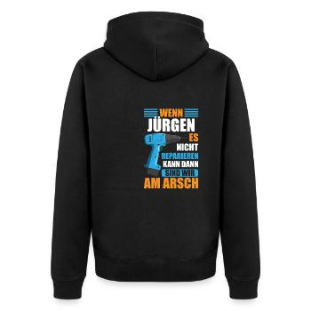 Jürgen Vorname Name Geburtstag Reparieren - Unisex Premium Bio Zip Hoodie - Schwarz - Hinten - Nico (187cm)