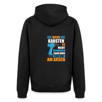 Karsten Vorname Name Geburtstag Reparieren - Unisex Premium Bio Zip Hoodie - Schwarz - Hinten - Nico (187cm)