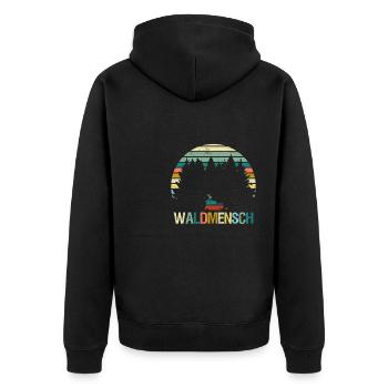 Waldmensch Naturbursche Wandern Natur Outdoor Wald - Unisex Premium Bio Zip Hoodie - Schwarz - Hinten - Nico (187cm)