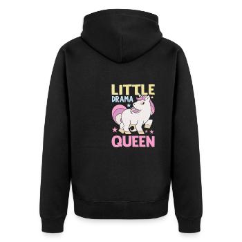 Little Drama Queen Einhorn Zicke Spruch - Unisex Premium Bio Zip Hoodie - Schwarz - Hinten - Nico (187cm)