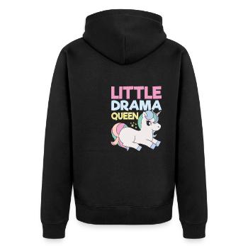 Little Drama Queen Einhorn Zicke Spruch - Unisex Premium Bio Zip Hoodie - Schwarz - Hinten - Nico (187cm)