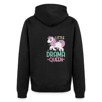 Little Drama Queen Einhorn Zicke Spruch - Unisex Premium Bio Zip Hoodie - Schwarz - Hinten - Nico (187cm)