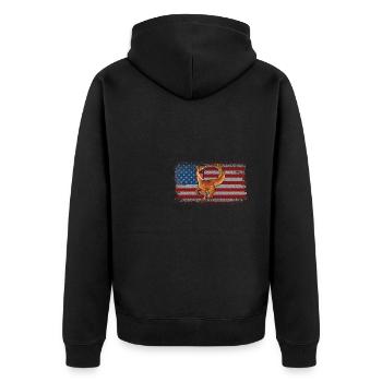 Deinonychus Dinosaurier Kinder Dino Geschenk - Unisex Premium Bio Zip Hoodie - Schwarz - Hinten - Nico (187cm)