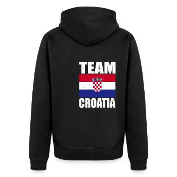 Team Croatia Football - Unisex Premium Organic Zip Hoodie - black - Back - Nico (187cm)