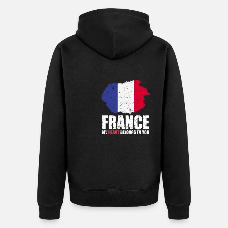 Français drapeau - Veste à capuche bio Premium Unisexe - noir