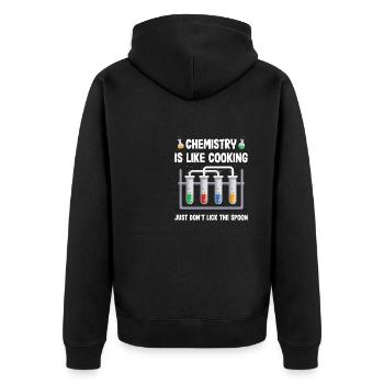Chemist just don´t lick the spoon funny chemistry - Unisex Premium Bio Zip Hoodie - Schwarz - Hinten - Nico (187cm)