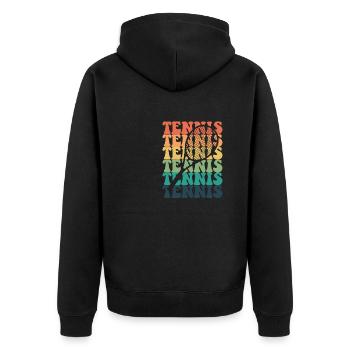 Tennis pattern retro tennis lover vintage - Unisex Premium Bio Zip Hoodie - Schwarz - Hinten - Nico (187cm)