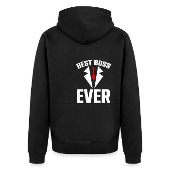Best Boss Ever Work Business Work Colleagues - Unisex Premium Organic Zip Hoodie - black - Back - Nico (187cm)