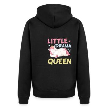 Little Drama Queen Einhorn Zicke Spruch - Unisex Premium Bio Zip Hoodie - Schwarz - Hinten - Nico (187cm)