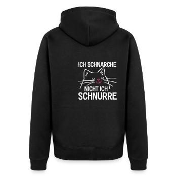 Ich Schnarche Nicht Ich Schnurre - Unisex Premium Bio Zip Hoodie - Schwarz - Hinten - Nico (187cm)