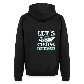 Let's cruise far away - Unisex Premium Bio Zip Hoodie - Schwarz - Hinten - Nico (187cm)