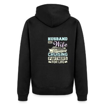 Family Couple Husband and wife cruising prartners - Unisex Premium Organic Zip Hoodie - black - Back - Nico (187cm)