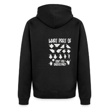 Origami Japanese Art Folding Crane Paper - Unisex Premium Organic Zip Hoodie - black - Back - Nico (187cm)