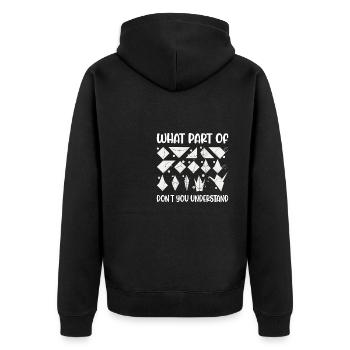 Origami Japanese Art Folding Crane Paper - Unisex Premium Organic Zip Hoodie - black - Back - Nico (187cm)