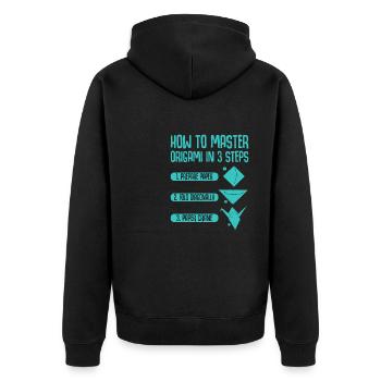 Origami Japanese Art Folding Crane Paper - Unisex Premium Organic Zip Hoodie - black - Back - Nico (187cm)