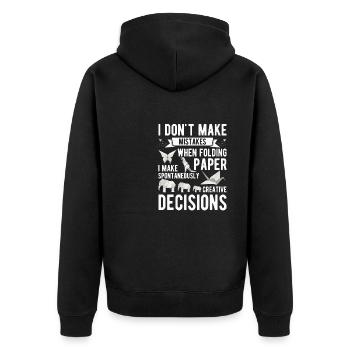Origami Japanese Art Folding Crane Paper - Unisex Premium Organic Zip Hoodie - black - Back - Nico (187cm)
