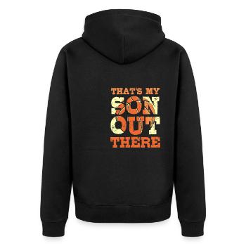 That's my son out there Basketball - Unisex Premium Bio Zip Hoodie - Schwarz - Hinten - Nico (187cm)