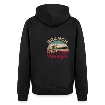 Branch Manager Branches Branches Forester Forester - Unisex Premium Organic Zip Hoodie - black - Back - Nico (187cm)