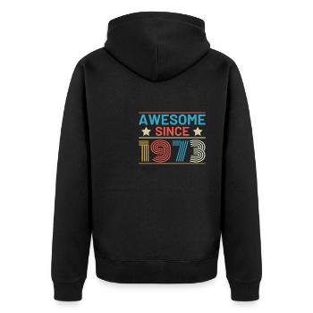 Génial depuis 1973 anniversaire dictons rétro - Veste à capuche bio Premium Unisexe - noir - Dos - Nico (187cm)